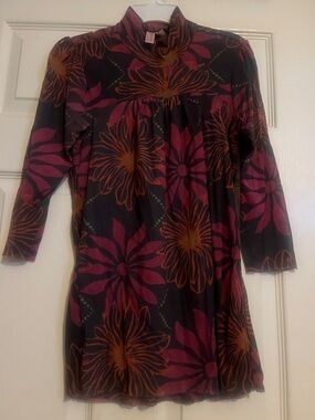 Sweet Pea Black Dress with Pink and Orange Floral Print